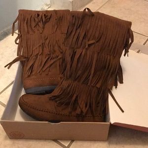 Brown fringed boots